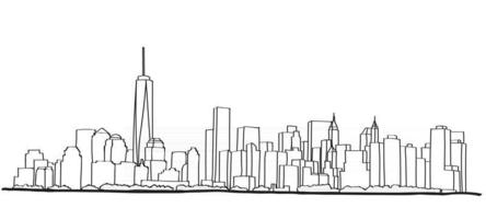 schets uit de vrije hand van de skyline van new york. vector