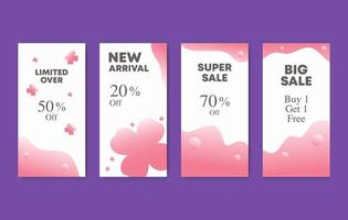 moderne webbanner voor mobiele apps voor sociale media, organisch ontwerp in roze pastelkleuren. promo fashion mega sale tot 70 procent. stijlvolle social media posts, verhalen en foto's. vector illustratie