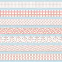 set van patroon roze en witte washi naadloze grens tapes voor scrapbooking. liefdesthema vector