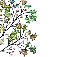 aquarel kerst hulst grens decor vector