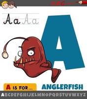 letter a uit alfabet met cartoon zeeduivel dier vector