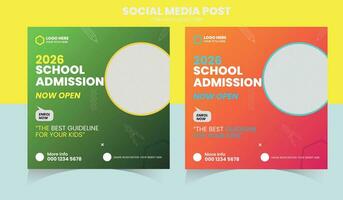 school toelating sociaal media post sjabloon vector