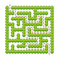 abstract vierkant labyrint - groene tuin. spel voor kinderen. puzzel voor kinderen. één ingang, één uitgang. labyrint raadsel. vectorillustratie. met antwoord. vector