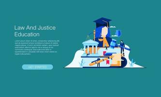 recht en rechtvaardigheid onderwijs vector illustratie concept sjabloon achtergrond ontwerp kan worden gebruikt voor presentatie webbanner ui ux bestemmingspagina