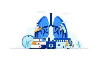 longen ziekte platte vectorillustratie doktersonderzoek voor behandeling concept ontwerpsjabloon banner vector