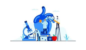 hartziekte vlakke afbeelding doktersstudie onderzoek voor behandeling concept ontwerpsjabloon banner vector