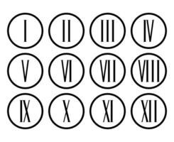 Romeins cijfers reeks verzameling. Romeins cijfer voor klok. vector illustratie