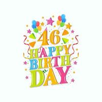 46e gelukkig verjaardag logo met ballonnen, vector illustratie ontwerp voor verjaardag viering, groet kaart en uitnodiging kaart.