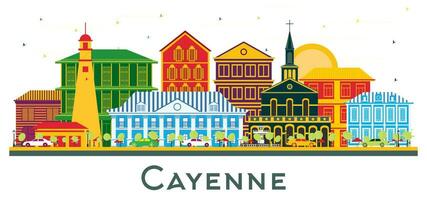 cayenne stad horizon met kleur gebouwen geïsoleerd Aan wit. vector