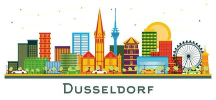 dusseldorf stad horizon met kleur gebouwen geïsoleerd Aan wit. vector