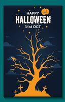 gelukkig halloween partij posters of brochure achtergrond in papier besnoeiing stijl. vector
