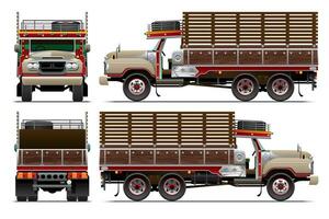 vrachtwagen vrachtauto wijnoogst stijl vector