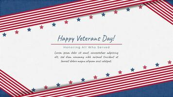 Verenigde Staten van Amerika gelukkig veteranen dag groet met sterren, en lint vlag kleuren vector