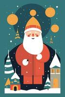 Kerstmis winter wonderland vlak vector groet kaart illustratie