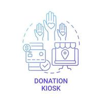 donatie kiosk concept icoon. fondsenwerving evenement abstracte idee dunne lijn illustratie. het optimaliseren van het schenkingsbedrag. donorbetrokkenheid te vergroten. creditcards accepteren. vector geïsoleerde omtrek kleur tekening