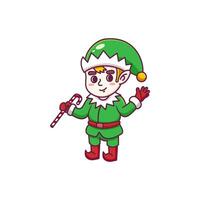 tekenfilm elf vieren Kerstmis vector illustratie