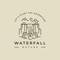 waterval logo lijn kunst vector illustratie sjabloon icoon grafisch ontwerp. gemakkelijk minimalistische van natuur en avontuur teken of symbool voor milieu reizen bedrijf met typografie stijl