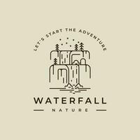 waterval logo lijn kunst vector illustratie sjabloon icoon grafisch ontwerp. gemakkelijk minimalistische van natuur en avontuur teken of symbool voor milieu reizen bedrijf met typografie stijl