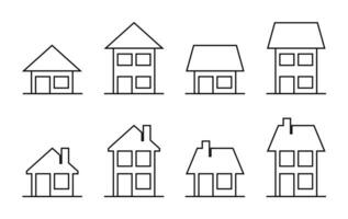 huis of gebouw icoon set, vector geïsoleerd Aan wit achtergrond.