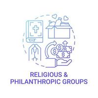 religieuze en filantropische groepen concept icoon. fondsenwerving abstracte idee dunne lijn illustratie. geld inzamelen. missies gebaseerd op religieuze waarden. vector geïsoleerde omtrek kleur tekening