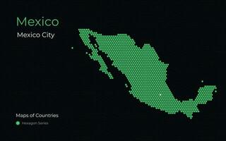 Mexico stad vector illustratie. Mexico, Mexico stad. creatief vector kaart. kaarten van landen. zeshoek serie. Amerika reeks