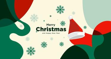 vrolijk Kerstmis kaart en banier vector illustratie in rood wit en groen kleuren 2024
