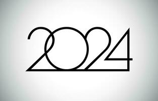 een gelukkig nieuw jaar 2024 bedrijf stijl nummer. zwart en wit stijl. kalender titel. ontwerper ontwerp. creatief geïsoleerd icoon 2024. grafisch sjabloon. vector