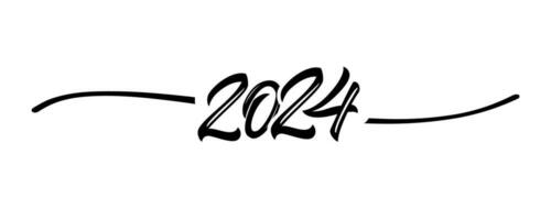 2024 hand- getrokken kunst lijn. horizontaal web banier vector