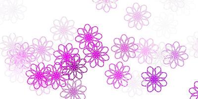 lichtpaars, roze vector doodle textuur met bloemen.