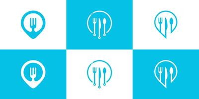 reeks voedsel logo ontwerp met creatief stijl concept premie vector
