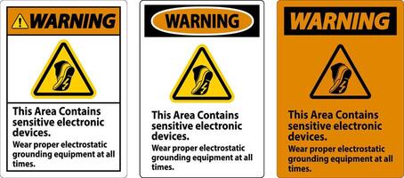 waarschuwing teken deze Oppervlakte bevat gevoelig elektronisch apparaten, slijtage gepast elektrostatisch aarding uitrusting Bij allemaal keer vector