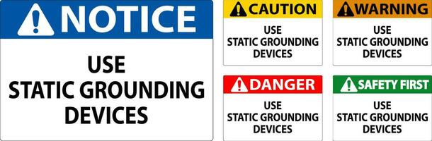 waarschuwing teken gebruik statisch aarding apparaten vector