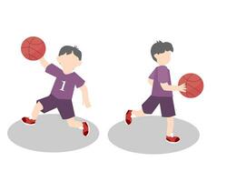 schattig jongen spelen basketbal illustratie vector