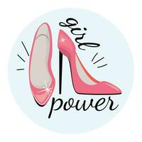 roze schoenen Aan hakken met vonken. feminisme, vrouwen dag concept. vector
