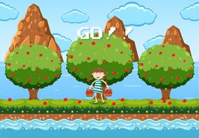 Een spelsjabloon Fruit Picking vector