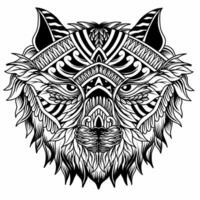 een illustratie van een wolf met patroon ornamenten vector