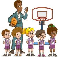 vector illustratie van schattig kinderen basketbal team