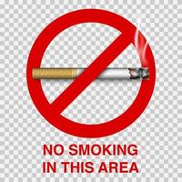 niet roken bord met sigaret, vectorillustratie vector
