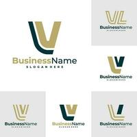 reeks van brief vl logo ontwerp vector. luxe vl logo ontwerp sjabloon concept vector