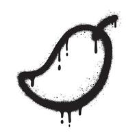 emoticon mango graffiti met zwart verstuiven verf.vector illustratie. vector