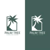 kokosnoot boom logo, palm boom zonsondergang strand vector, elegant minimalistische gemakkelijk ontwerp, symbool sjabloon icoon vector