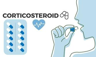 corticosteroïde. corticosteroïde medisch pillen in rx voorschrift drug fles vector illustratie