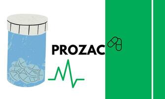 prozac medisch pillen in rx voorschrift drug fles voor mentaal Gezondheid vector illustratie