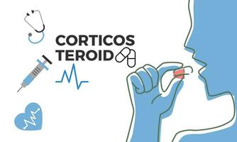 corticosteroïde. corticosteroïde medisch pillen in rx voorschrift drug fles vector illustratie