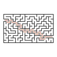 abstract rechthoekig doolhof. spel voor kinderen. puzzel voor kinderen. één ingang, één uitgang. labyrint raadsel. platte vectorillustratie geïsoleerd op een witte achtergrond. met antwoord. vector