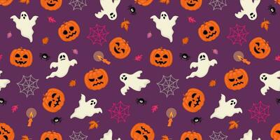 halloween achtergrond. naadloos patroon met halloween symbolen. vector ontwerp