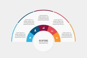 creatief cirkel infographic sjabloon ontwerp met 5 stappen opties vector