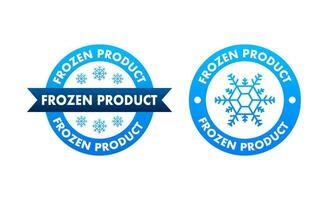 blauw bevroren Product en sneeuwvlok icoon, label. vers bevroren. voedsel logo. vector voorraad illustratie.