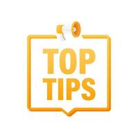 megafoon geel banier top tips. beweging grafiek 4k vector