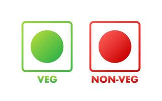 veg en niet vegetarisch minimaal teken, label. veg voedsel icoon. vector voorraad illustratie.